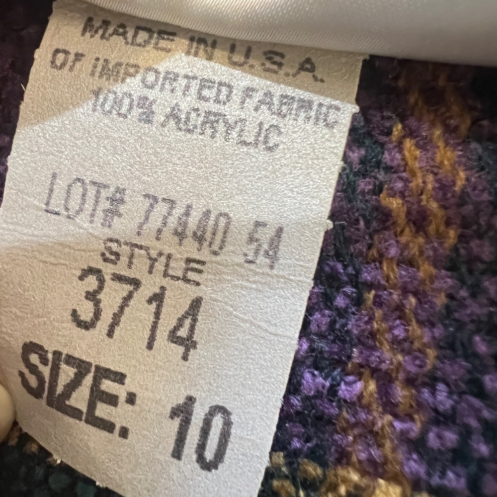 Vintage Plaid Midi blanket Skirt Purple Green preppy chic office casual size 10 - Picture 14 of 14